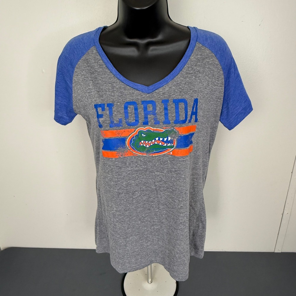 Pro Edge Women's Florida Gators V-Neck Short Sleeve T-Shirt Gray Size Medium